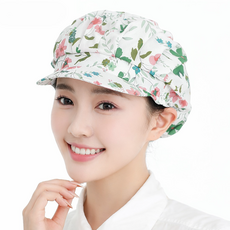 YIEUN 여성용 주방모자 두건 조리 알바 조리모 주방캡 꽃무늬 위생모자, 화사한꽃들, 1개