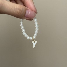 팝마트 4세대 미니 라부부 내마음속 비밀번호 시리즈 알파벳 펄 목걸이 26 글자 진주 인형 액세서리, 4세대 미니 라부 천에 적합합니다, Y 레터 펄 목걸이