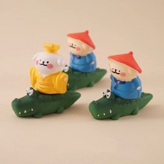 台灣熱賣 朕封你爲狗官 可愛小白狗卡通小狗苔蘚微景觀 車載桌面小擺件, 1狗皇帝+2狗官騎鱷魚（共鱷魚3個）, 1個