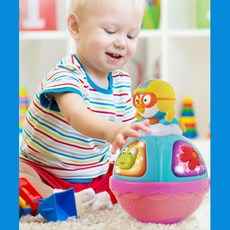 백일아기 동요 불빛 오뚝이 소리나는장난감 오뚝이인형 신생아오뚝이 신생아장난감, 1개