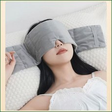 睡眠眼罩 隔音耳塞 降噪耳罩 遮光耳罩, 1個, 重力助眠頭巾 灰色天鵝絨 250克