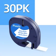 91201 91331 Dymo LetraTag 12mm 라벨 테이프 호환 흰색 16952 DYMO LT-100H 용 플라스틱, 04 30PCS