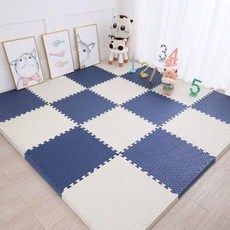 아동용 두꺼운 스폰지 바닥매트 어린이 침실용 쿠션 매트, 1개, 네이비블루+화이트