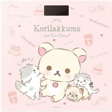 Rilakkuma拉拉熊 玻璃鏡面數位體重機, 1個, 粉萌貓