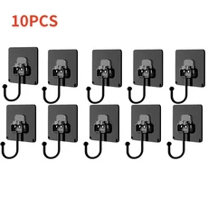대형 사이즈 자체 접착 후크 회전 방수 강력한 스티커 거치대 벽 문짝 보관 행잉 욕실 정리함, 11 black-10pcs, 01 7x7cm
