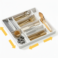 소소해 길이조절 싱크대 서랍 수저 정리함, 1개, 화이트