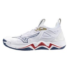 Mizuno Wave Momentum 3 男 排球鞋 運動 訓練 耐磨 包覆 白 深藍 V1GB241346, 1個, 31.0 CM