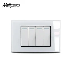 118x75mm 1 2 3 4 갱 온 오프 라이트 벽 스위치 월 패드 L3 흰색 유리 패널 미국 AU IT IL 푸시 버튼 로커, 05 4 Gang Switch
