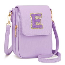 CLOUD 클라우드WINGS 여아용 선물 작은 이니셜 크로스바디 백 청소년용 비건 가죽 휴대폰 아동용 지갑 퍼플. E 187456