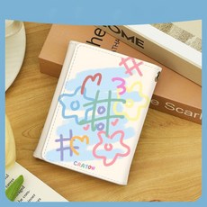 彩色塗鴉短款三折錢包 原創可愛小眾設計女士摺疊小巧錢包 2022新款禮物