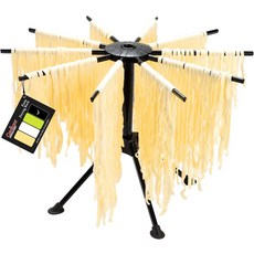 캠봄 접이식 파스타 건조대 - 10개의 바 손잡이가 있는 플라스틱 스파게티 면 건조기 블랙, Black