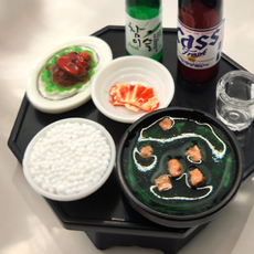 우우아 한국생산 납골당미역국 공기밥 족발 봉안당꾸미기 납골당미니어처 미니제사상 미니생일상 장식 성묘 추모, 혼합색