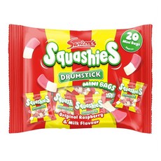 Swizzels 스쿼시 드럼스틱 미니 오리지널 라즈베리 앤 밀크 Squashies Drumstick Minis 280G, 4개