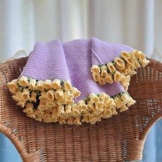 手工編織花束毯子 材料包, 黃鈴蘭花毯材料包 送工具, 1個