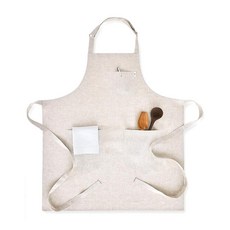 Solino Home 린넨 Kitchen 남성 및 여성용 앞치마 - 전면 포켓이 있는 라이트 내추럴 빕 유럽 아마로 수작업으로 제작 121273, Light Natural