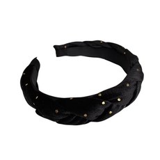 SMALL TOWEL 韓國東大門秋冬新款寬邊絲絨麻花髮箍 黑色