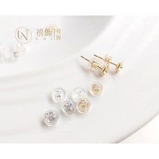 禧飾UNI 純銀耳環後塞 矽膠耳堵 蝴蝶扣 子彈頭多樣款式 實體店面終身保養, 1個, 純銀漢堡矽膠耳塞(一對)