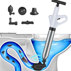 LA DERIVE 급속 고압 내장 펌프 압축기로 막힌 변기 화장실 하수구 뚫기, 흰색
