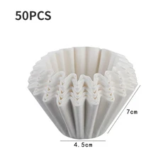 웨이브 커피 드리퍼 크리스탈 아이 필터 컵 메이커 평평한 바닥 균일 증가 바리스타 도구 1, 01 50PCS White, 01 50PCS White