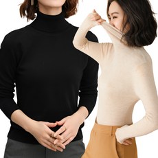 모든GO 겨울 데일리룩 필수템 여성 터틀넥 니트 긴팔 폴라티 따뜻한 감촉의 부드러운 이너티