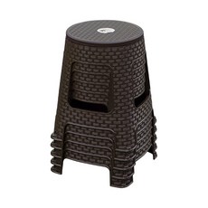 공룡플라스틱 플라스틱의자 편의점 간이 야외 행사용 포장마차 라탄회전의자 5개, 라탄회전 (다크브라운)