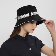 SAHINER 여성 리본 벙거지 골프모자 MZ01, 블랙, 1개