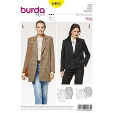 Burda 여성용 바느질 패턴 6463 캐주얼 블레이저 재킷