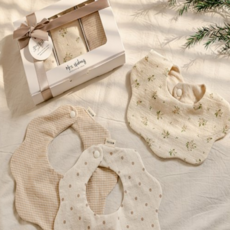 [출산백일선물] 로렌 쁘띠턱받이 3종세트, 1개, 3개입, 베이지