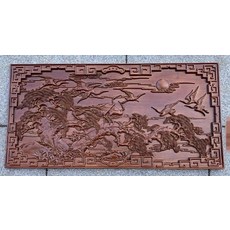 香樟木 松鶴頤年 八仙過海 仿古木雕擺件掛件 80x40釐米, 如圖所示, 1個