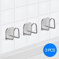 유즈썸 스텐 수세미 거치대 만능 후크 3세트, S타입 실버, 3개