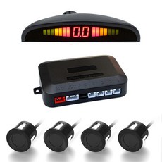 차량용 CYDZSW 주차 센서 LED 디스플레이가 있는 백업 후진 센서 키트 + 버저 경고 차량 및 트럭용 4Pcs 센서(블랙)