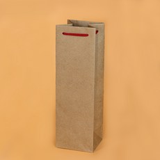 單瓶酒瓶袋子 禮物提袋 簡約素牛皮 紅色酒類包裝袋 12入, 12個, 素牛色(12入/包), 素牛皮