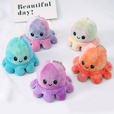 허니잼 반전 문어인형 양면 키링 가방고리 백꾸 열쇠고리 키홀더 솜인형 10cm, 랜덤발송, 1개