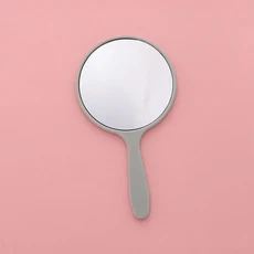 실버 빈티지 거울 여성용 꽃무늬 타원형 라운드 메이크업 핸드 홀드 거울 공주 레이디 메이크업 뷰티 드레, 02 10x5.5cm Green