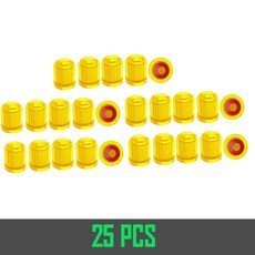 타이어 밸브 캡 O 고무 씰이 있는 플라스틱 스템 자동차 자전거 및 트럭 오토바이용 범용 커버, 25pcs Yellow