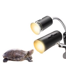 UVA UVB 烏龜曬背燈 曬燈 曬背燈 保溫燈 烏龜保溫燈 加熱燈 澤龜陸龜爬蟲 UVB 保暖燈, 1個, 長款360度蛇管可調溫（黑色）無燈泡, 黑色