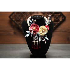 公主的夢中婚禮 手工纏花 春仔花 天上聖母 妙應仙妃 九天玄女等女神明胭水粉 女神戴纏花項鏈 擺宴, 1個