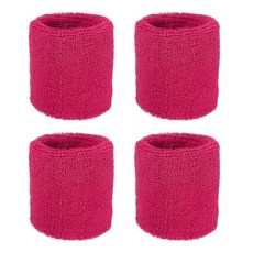 YELARXI 손목 밴드 스웨트밴드 스웨트 스포츠용 15.2 x 7.6cm(6 3인치) 및 4팩 핑크 핏 (테니스/농구/축구/달리기/운동/남성 여성용), 로즈 레드