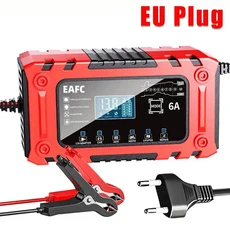 EAFC 12V 6A 스마트 자동차 배터리 충전기 모토 SUV 보트 LiFeP04 AGM 납 산성 젤에 대한 10 단계 Pluse 수, 02 EU 12V 6A