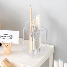 심플 1칸 투명 아크릴 브러쉬 필기구 보관함 ver 2.0, 상세페이지 참조, 1개
