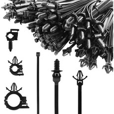 비브랜드 푸쉬마운트 자동차 배선정리 클립 케이블타이 6가지 사이즈, 130PCS 푸시 마운트 케이블 집 타이