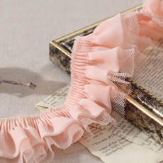 패션스타트 [90cm] 파스텔 쉬폰 망사 주름레이스 피치, 1개, 피치핑크