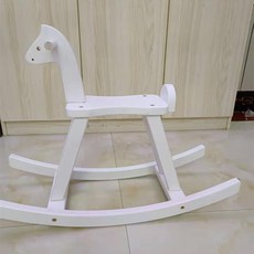 원목흔들말 나무 장식 흔들목마 북유럽 말타기 인테리어, 화이트/대형(2-7세용), 1개