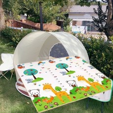 Shark家具 網紅帳篷 戶外露營折疊便攜式春遊夏季防曬兒童加厚沙灘遊戲屋, （米黃帳篷防潮墊)無帳篷,145cm*145cm*110cm