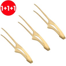 1+1+1 다라온 고기집게 핀셋집게 뜨는 집게 요리핀셋 스텐집게 캠핑 주방 집게, 골드, 1세트