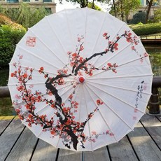 우산 악세사리 소품 전통공예 양산 대나무 양산우산, 반쯤 닳음, 자두실크