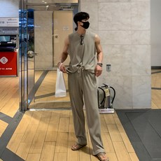 스타일닥터 여름 쿨감 남자 런닝복 세트 플리츠 오버핏 캐주얼 남성 헬스복 세트