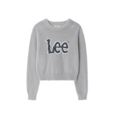 브랜드정품 리 LEE 우먼 라운드넥 헤어리 로고 니트 라이트 그레이 362521
