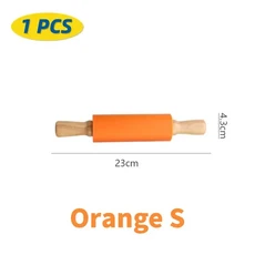 1/4Pcs 비 스틱 실리콘 롤링 핀 나무 손잡이 과자 반죽 밀가루 롤러 주방 요리 아이 파스타 반죽을위한 베, 09 1Pcs  Orange S