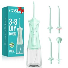 COSLUS 코슬루스 3+8 모드 무선 구강세정기 IPX7 급방수, C30, 그린